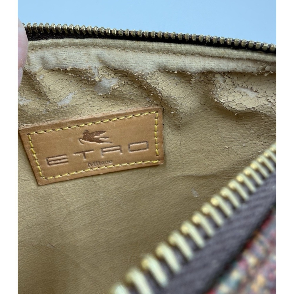 Authentic Etro Paisley Cosmetic Bag Italy Multicolor Makeup Pouch Zip Clutch - Picture 14 of 16